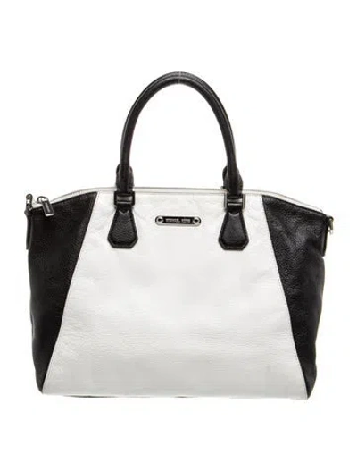 Pre-owned Michael Kors Leather Top Handle Bag In White