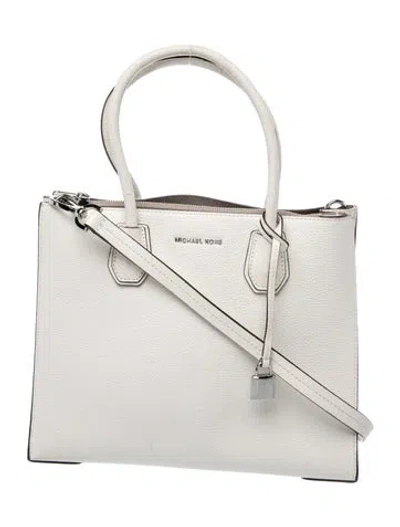 Pre-owned Michael Kors Leather Top Handle Bag In White
