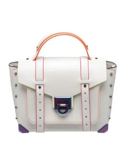 Pre-owned Michael Kors Leather Top Handle Bag In White