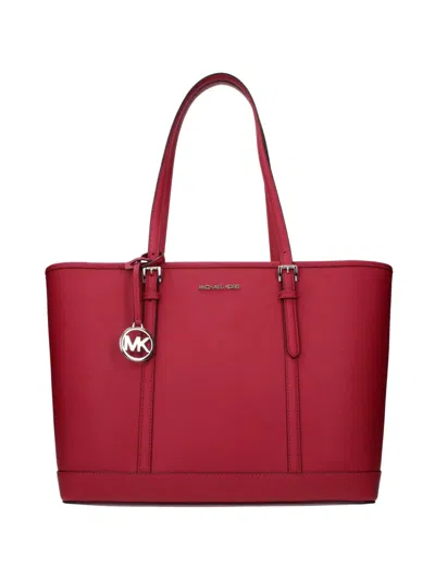 Michael Kors Leather Tote Bag In Burgundy
