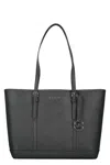 Michael Kors Jet Set Leather Tote Bag In Black