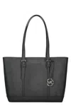Michael Kors Jet Set Leather Tote Bag In Black