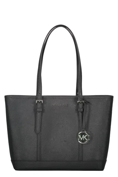 Michael Kors Leather Tote In Black