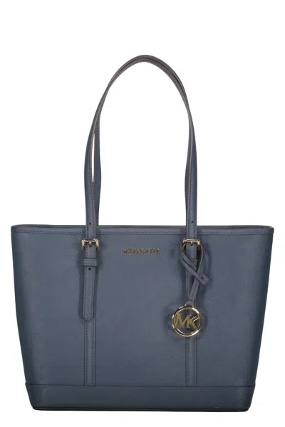 Michael Kors Leather Tote In Blue