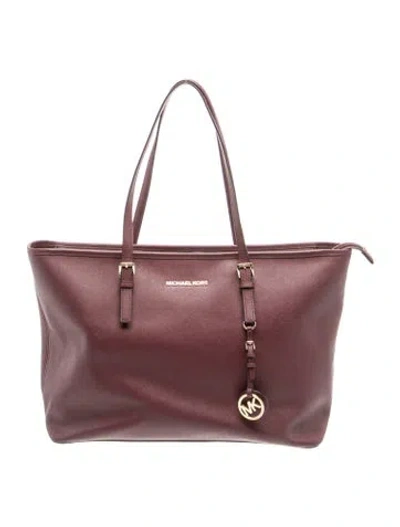 Pre-owned Michael Kors Leather Tote In Burgundy