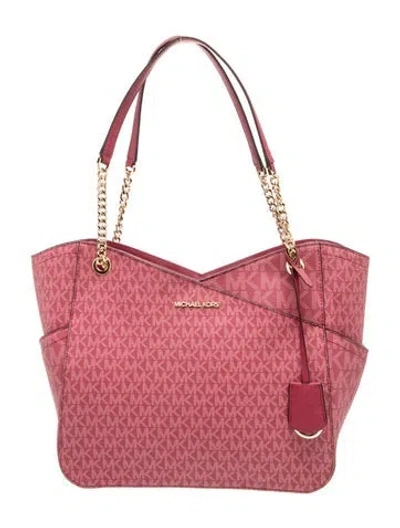 Pre-owned Michael Kors Leather Tote Large In Pink