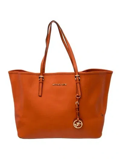 Pre-owned Michael Kors Leather Tote In Orange