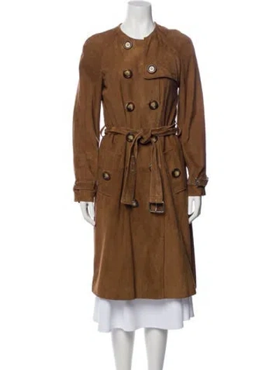 Pre-owned Michael Kors Leather Trench Coat In Brown