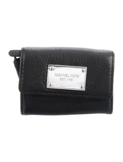 Pre-owned Michael Kors Leather Trifold Wallet In Black