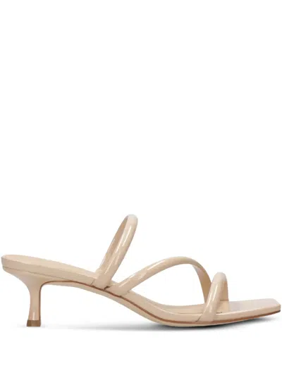 Michael Kors Leather-trim Heeled Sandals In Neutral