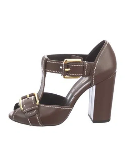 Pre-owned Michael Kors Leather T-strap Pumps In Brown