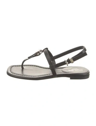 Pre-owned Michael Kors Leather T-strap Sandals In Black