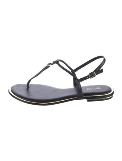 Pre-owned Michael Kors Leather T-strap Sandals In Black