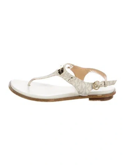 Pre-owned Michael Kors Leather T-strap Sandals In Neutral