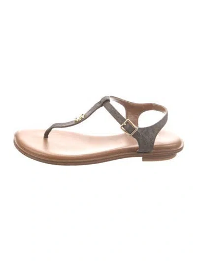 Pre-owned Michael Kors Leather T-strap Sandals In Neutral