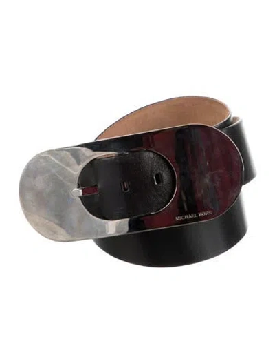 Pre-owned Michael Kors Leather Waist Belt In Black