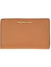 Michael Kors Textured Leather Fold-over Wallet In Brown