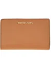 Michael Kors Textured Leather Fold-over Wallet In Brown