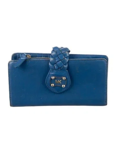 Pre-owned Michael Kors Leather Wallet In Blue