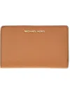 Michael Kors Textured Leather Fold-over Wallet In Brown