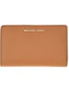 Michael Kors Textured Leather Fold-over Wallet In Brown