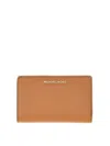 Michael Kors Textured Leather Fold-over Wallet In Brown