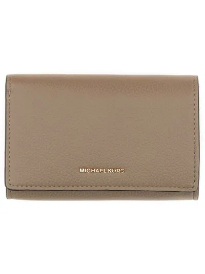 Michael Kors Leather Wallet In Gold