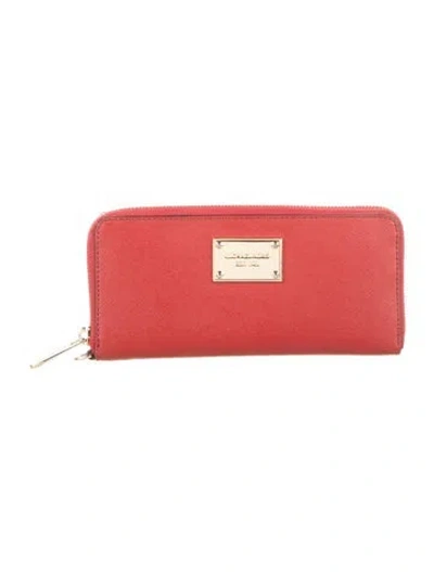 Pre-owned Michael Kors Leather Wallet In Red