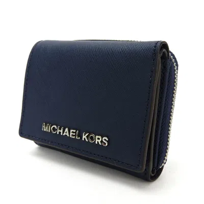 Pre-owned Michael Kors Leather Wallet (tri-fold) () In Blue