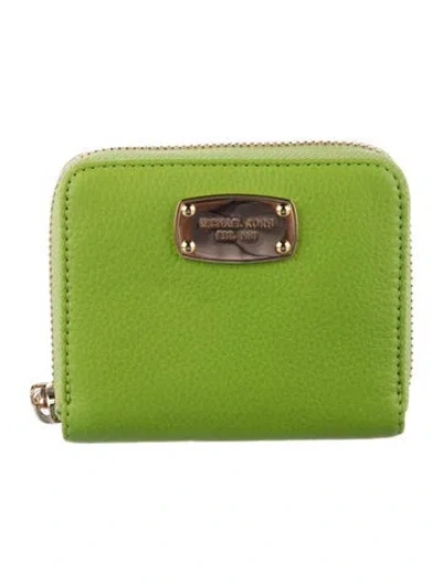 Pre-owned Michael Kors Leather Wallet W/ Tags In Green