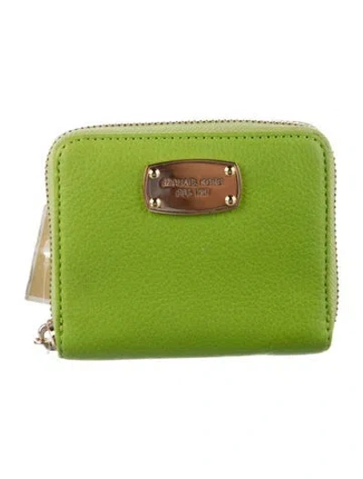 Pre-owned Michael Kors Leather Wallet W/ Tags In Green
