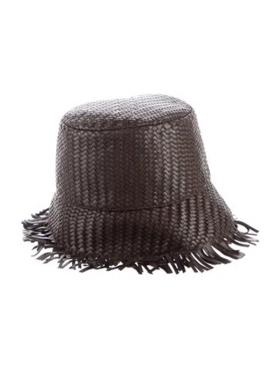 Pre-owned Michael Kors Leather Weaved Bucket Hat W/tags In Brown