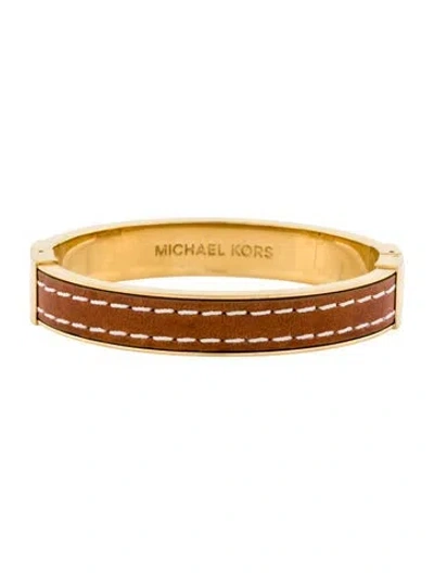 Pre-owned Michael Kors Leather Whip Stitched Bangle Bracelet, 6.75"