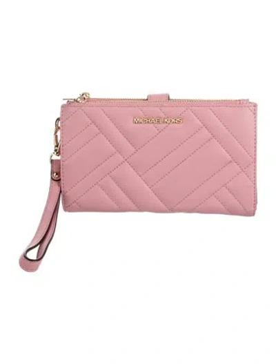 Pre-owned Michael Kors Leather Wristlet In Pink