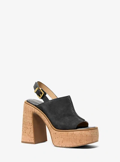 Michael Kors Leia Suede Platform Sandal In Black