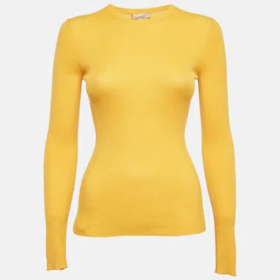 Pre-owned Michael Kors Lemon Yellow Cashmere Knit Jumper S