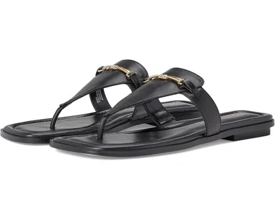 MICHAEL KORS LENA 40R5LEFS1L THONG WOMEN'S BLACK LEATHER T-STRAP SANDAL VER365