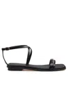 Michael Kors Lena Flat Leather Sandal Black Color