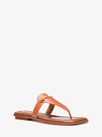 Michael Kors Lena Leather T-strap Sandal In Orange