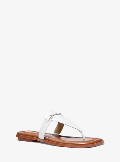 Michael Kors Lena Leather T-strap Sandal In White