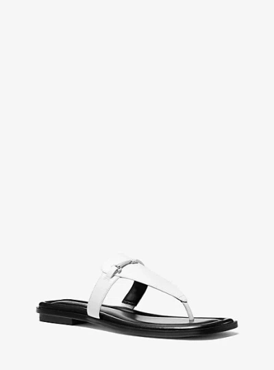 Michael Kors Lena Leather T-strap Sandal In White
