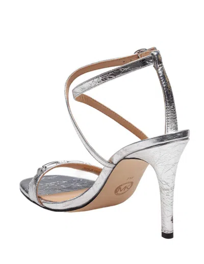 Michael Kors 110mm Chrissy Mirror Leather Sandals In Silver