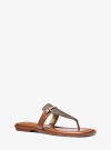 Michael Kors Lena Signature Logo And Leather T-strap Sandal In Brown