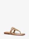 Michael Kors Lena Signature Logo And Leather T-strap Sandal In Natural