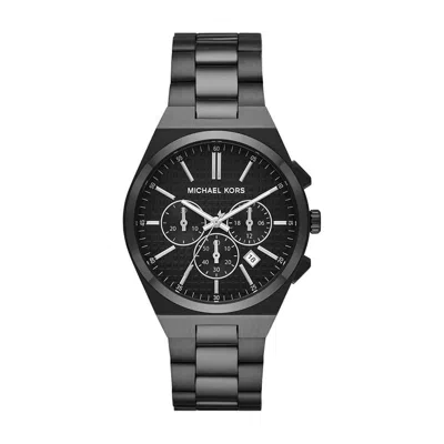 Michael Kors Lennox Chronograph Black Stainless Steel Mens Watch In Gray