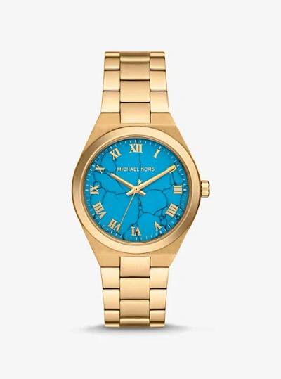 Michael Kors Lennox Gold-tone Watch In Blue