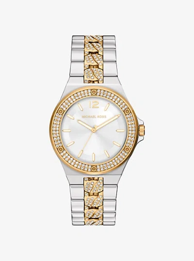 Michael Kors Lennox Pavé Two-tone Watch In Pattern