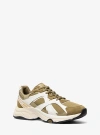 Michael Kors Leo Mixed-media Trainer In Green