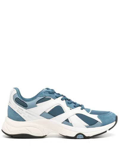 Michael Kors Leo Mixed-media Sneakers In Blue