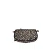 Michael Kors Leopard Pattern Logo Padlock Small Shoulder Bag In Black